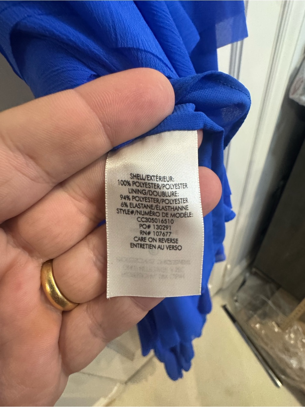 Alice + Olivia Cobalt Blue High-Low Ruffle V-Neck Dress - Picture 9 of 11